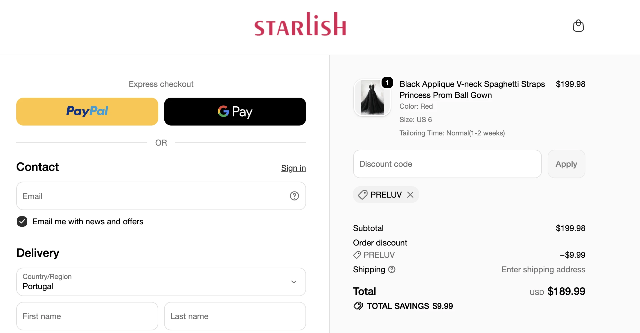 Use Discount Code PRELUV for 5% OFF Sitewide at starlish.com
